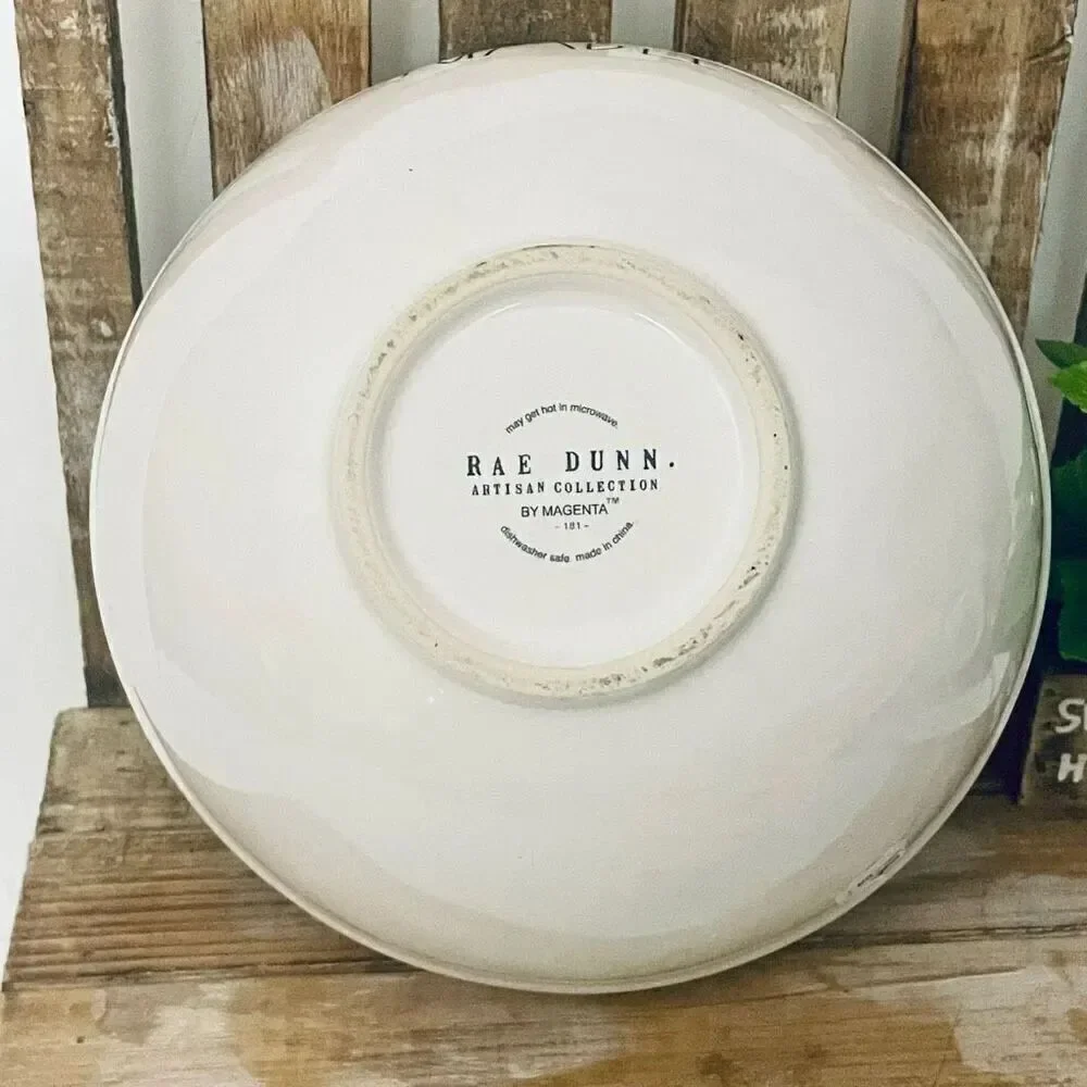 NWT Rae Dunn Gorgeous Large JUMBLE white Glossy Ceramic Serving Salad Pasta Bowl